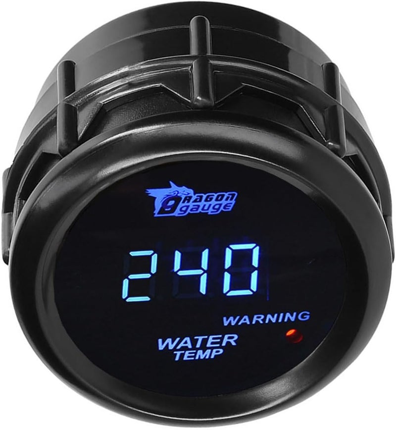 LKRXW Car Water Temperature Gauge 12V Auto Water Temp Gauge Fahrenheit 2" 52mm Meter Digital Blue Light Instruments 104 to 302 F with Sensor - Image 1